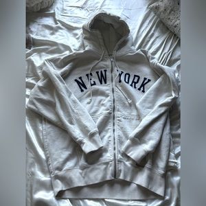 John Galt Cream New York Full Zip Hoodie
